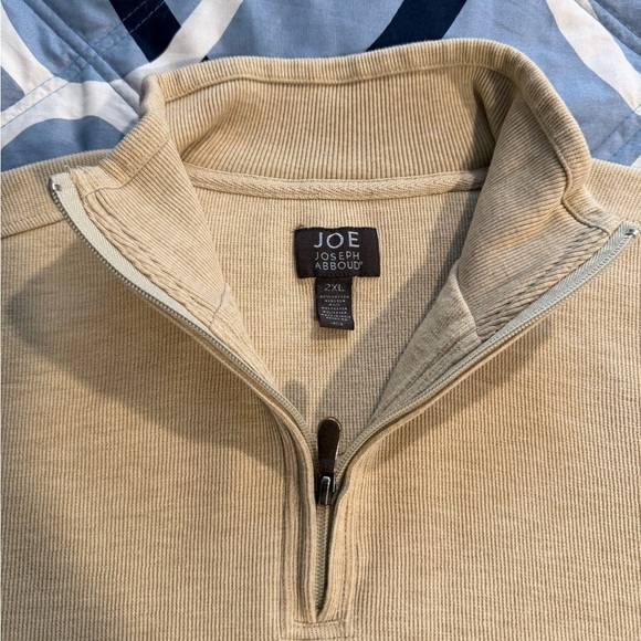 Joseph Abboud Men's Tan Zip-Up Sweater - Picture 4 of 5